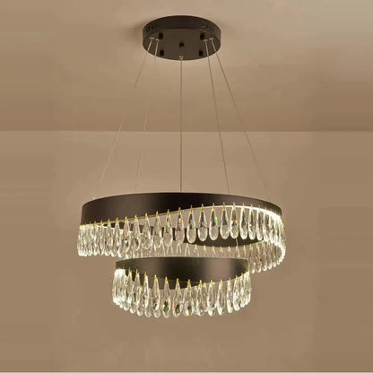 DecorBites™ Golden Crystal Stainless Steel Chandelier for Dining Room