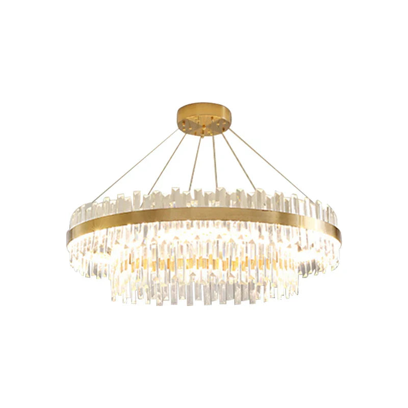 DecorBites™ Circular Double-layer Crystal Chandelier for Living Room Dining Room Led Pendant