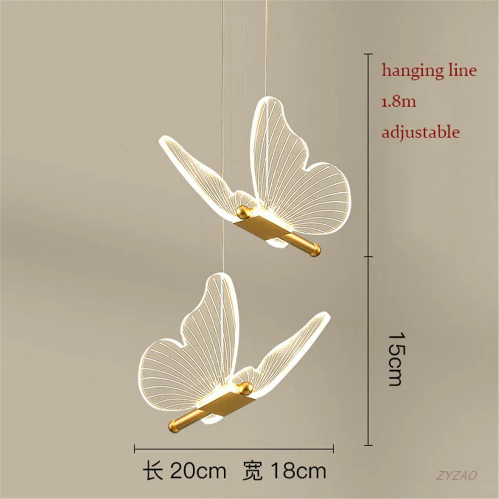 مصباح معلق LED على شكل فراشة من الأكريليك من DecorBites™ - تصميم عصري فاخر