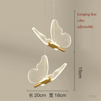 مصباح معلق LED على شكل فراشة من الأكريليك من DecorBites™ - تصميم عصري فاخر
