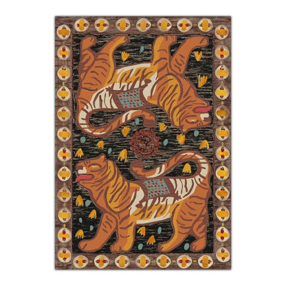 DecorBites™ Double Tiger Bohemian Moroccan Rug Retro Decor for Living Room