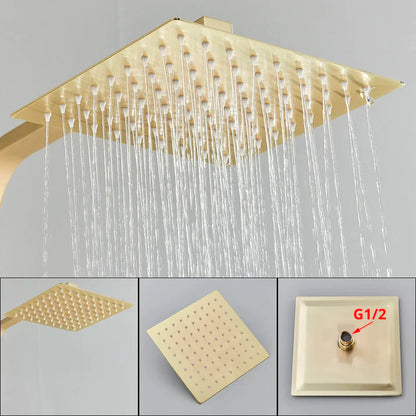 DecorBites™ Gold Wall Mounted Bathroom Shower System Kit with 4-way Mixer