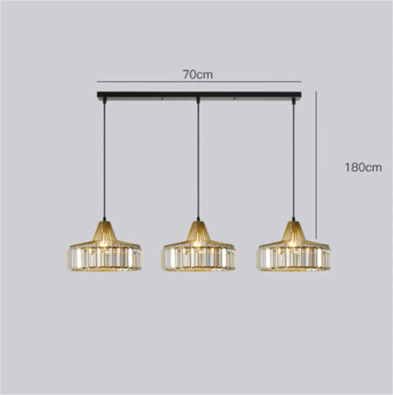 Gold Crystal Pendant Chandelier 3-Light Gold