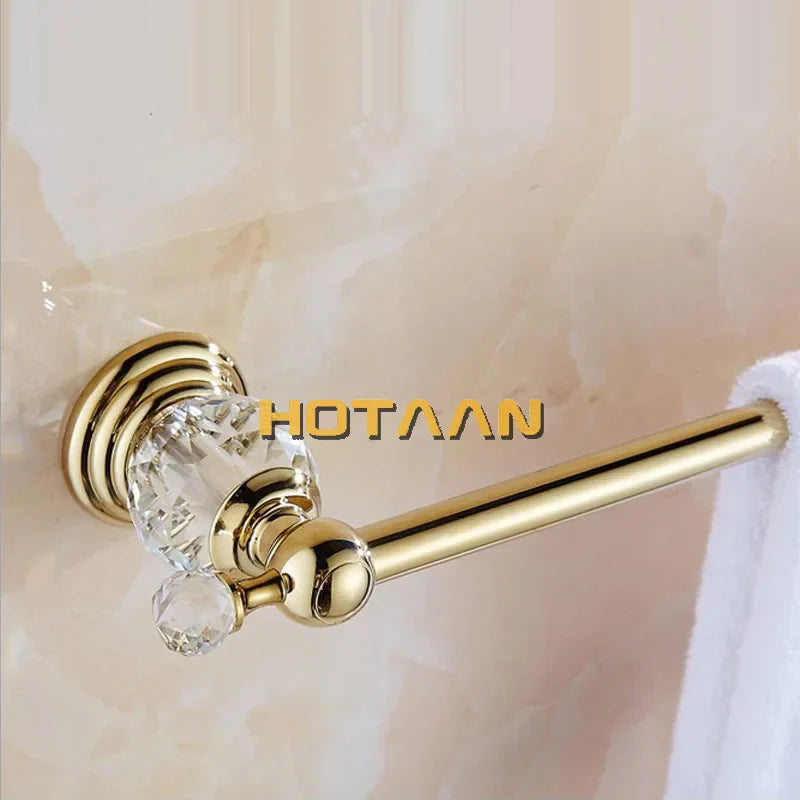 DecorBites™ Golden Crystal Single Towel Bar - Stainless Steel Bathroom Rack