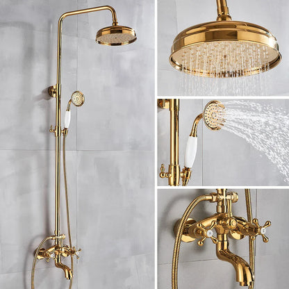 DecorBites™ Gold Brass Shower Faucet Set with Tub Spout and Dual Handles
