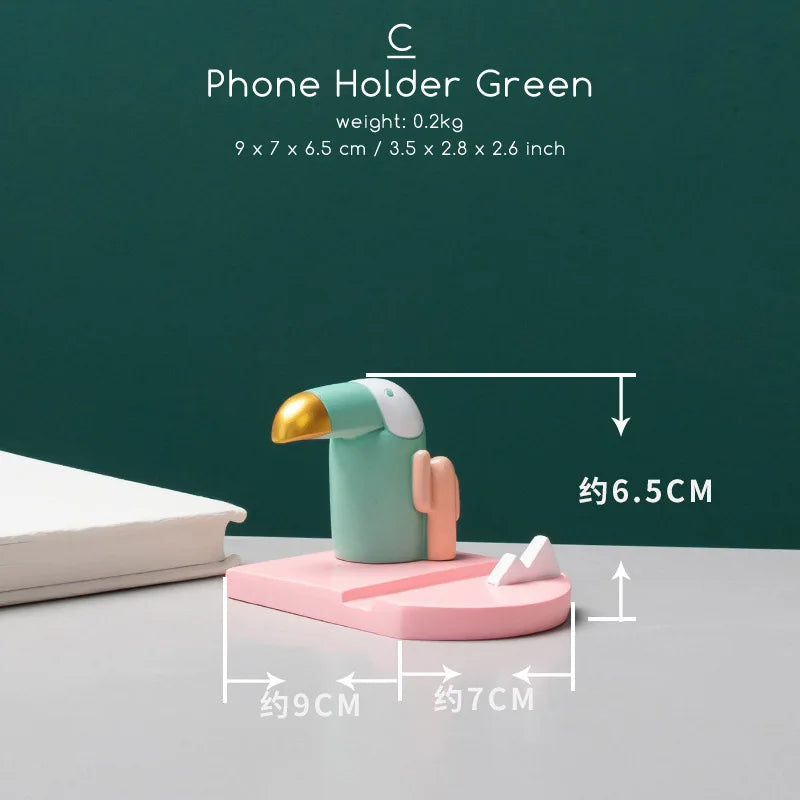 DecorBites™ Bird Figurine: Modern Resin Toucan Statue for Home Office Decor & Phone Holder
