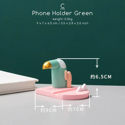 DecorBites™ Bird Figurine: Modern Resin Toucan Statue for Home Office Decor & Phone Holder