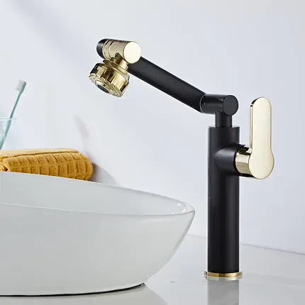 Grifo de baño DecorBites™ dorado y negro con mezclador de agua fría y caliente - Montaje sobre encimera