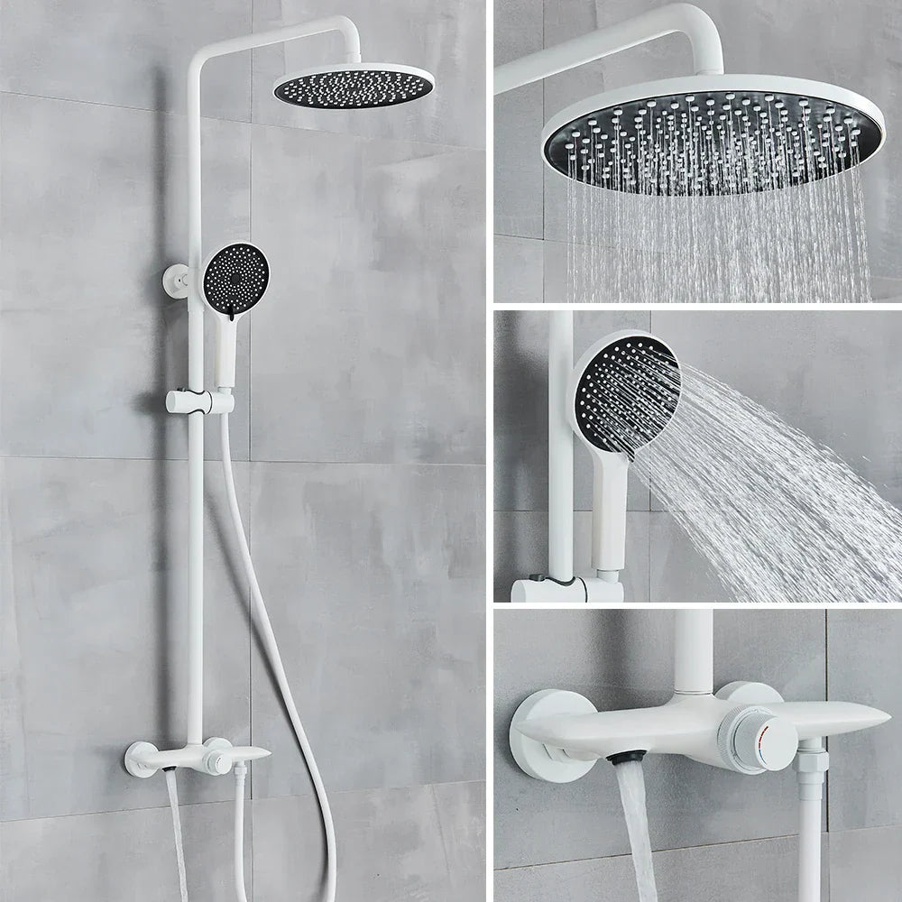 DecorBites™ Black Gray Wall Mounted Shower System Set with Bathtub Faucet