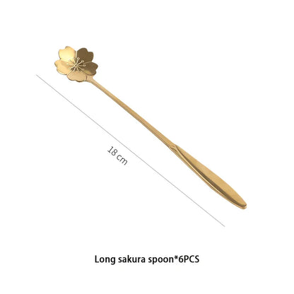 DecorBites™ Gold Flower Stainless Steel Teaspoons Set for Coffee, Desserts, and Ice Cream