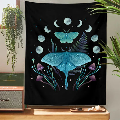 Nordic Boho Psychedelic Butterfly Tapestry for Witchcraft Tarot Wall Art by Decobites