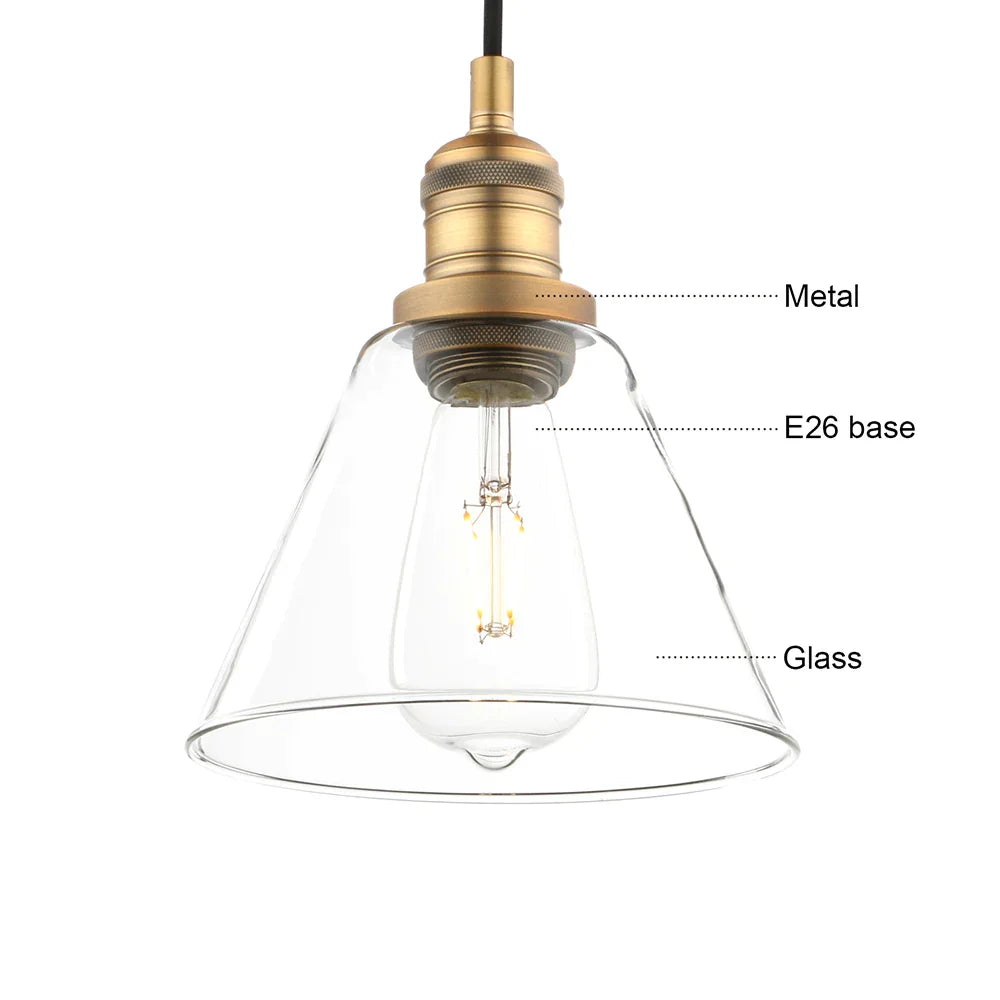 Decorbites™ Klar-Glas-Trichter-Kegelleuchte - Industrielle Vintage 1-Licht-Deckenleuchte