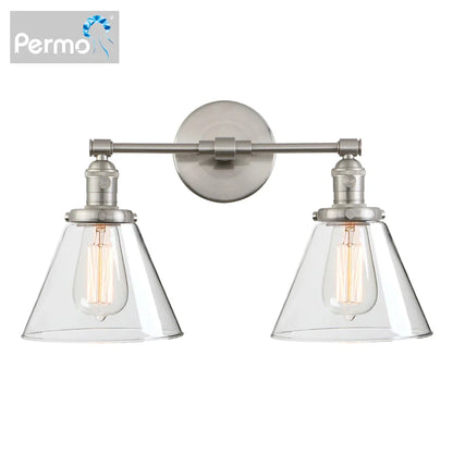 DecorBites™ Double Cone Glass Industrial Wall Sconce - Dual Light Fixture