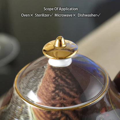 Tetera DecorBites™ de porcelana fina: Elegante cafetera de porcelana europea para amantes del té.