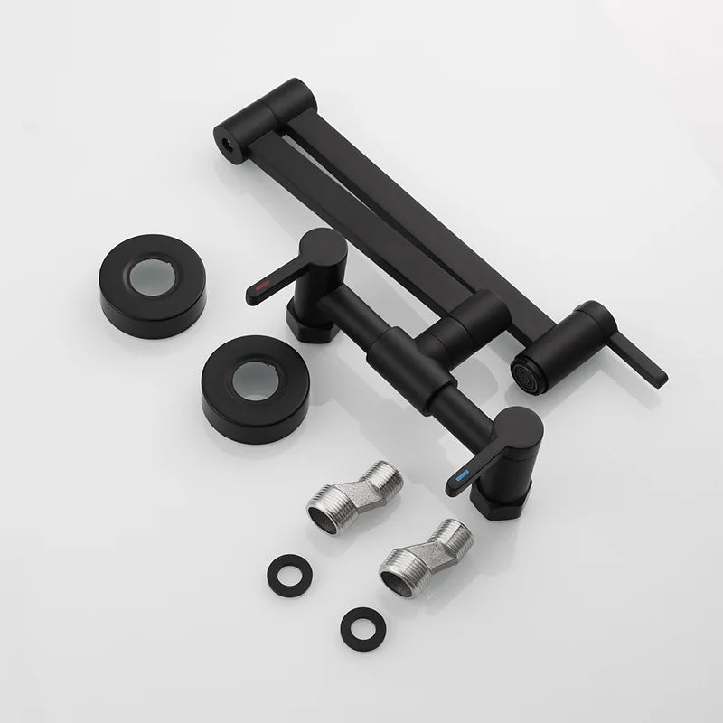 DecorBites™ Black Brass Pot Filler Tap, Foldable Kitchen Faucet with Rotate Spout