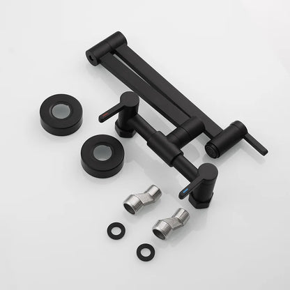 DecorBites™ Black Brass Pot Filler Tap, Foldable Kitchen Faucet with Rotate Spout