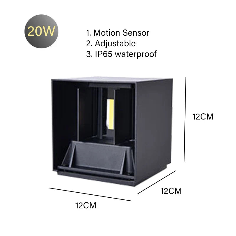 DecorBites™ 12W Outdoor/Indoor Motion Sensor LED Wall Lamp Waterproof Aluminum Sconce Light