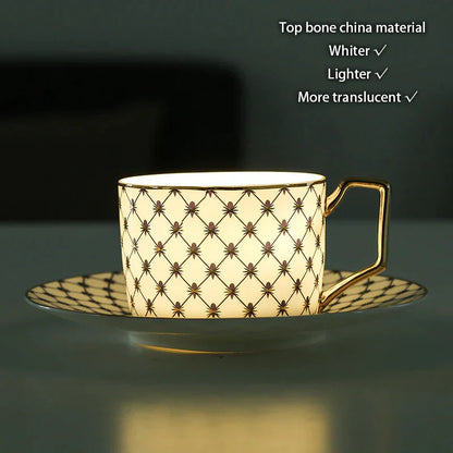 DecorBites™ Gold Porcelain Coffee & Tea Set, Elegant Bone China Luxury Ceramics