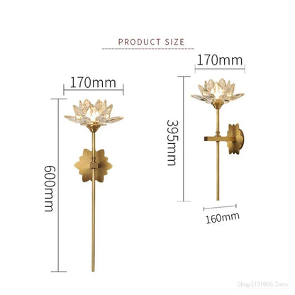 DecorBites™ Lotus LED Crystal Wall Lamp: Chinese Style Bedroom & Living Room Decor