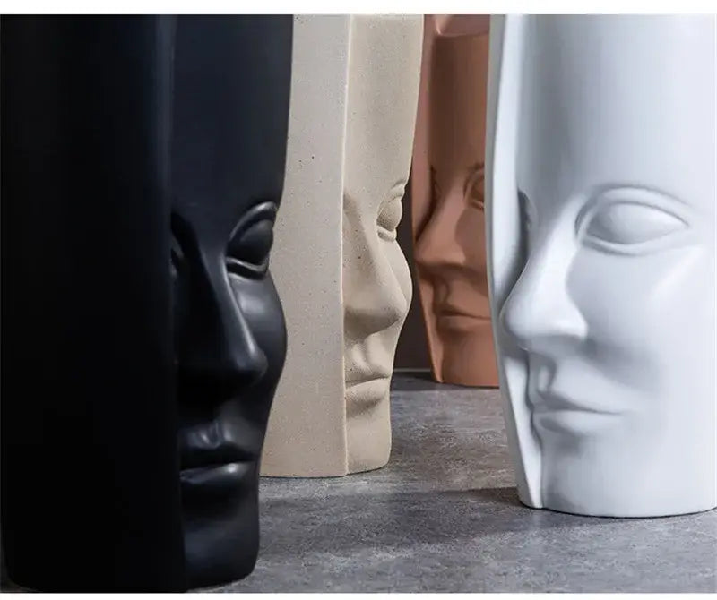 Handmade Ceramic Face Vase for Home Decor