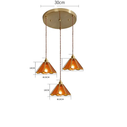 DecorBites™ Japanese Vintage Glass Copper LED Pendant Lamp for Bedroom, Bar, Cafe