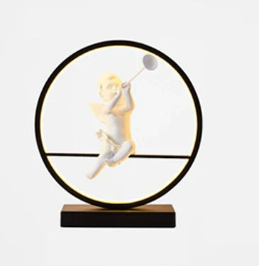 مصباح طاولة على شكل دمية ملاك وطائر من DecorBites™: إضاءة LED رومانسية لديكور المنزل