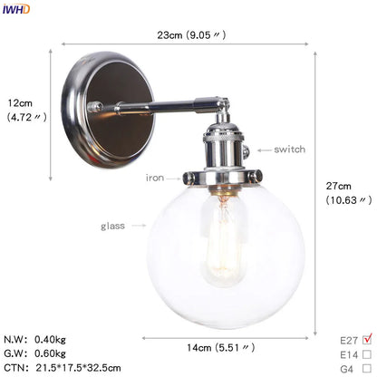 DecorBites™ Amber Glass Ball Wall Lights - Modern LED Wall Lamp for Home Bedroom Mirror Stair