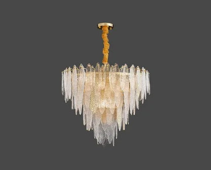 DecorBites™ LED Glass Metal Leaf Chandelier: Luxury Postmodern Lighting for Home Decor, Bedroom, Living Room