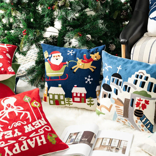 DecorBites™ Christmas Embroidered Pillow Cover Set - 45x45cm