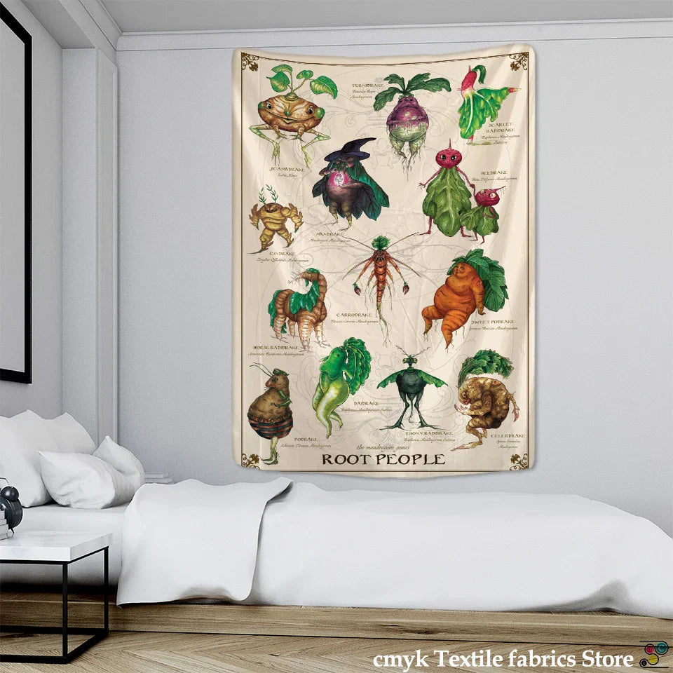 Decobites Vegetable Tarot Tapestry Wall Hanging for Bohemian Home Decor