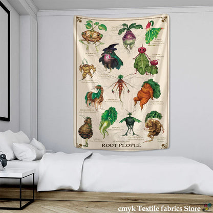 Decobites Vegetable Tarot Tapestry Wall Hanging for Bohemian Home Decor