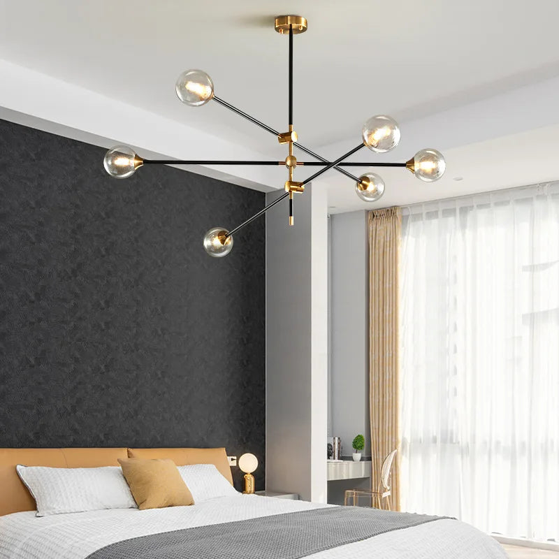 ثريا كرة زجاجية هندسية من DecorBites™: مصابيح LED معلقة بتصميم عصري لديكور أنيق