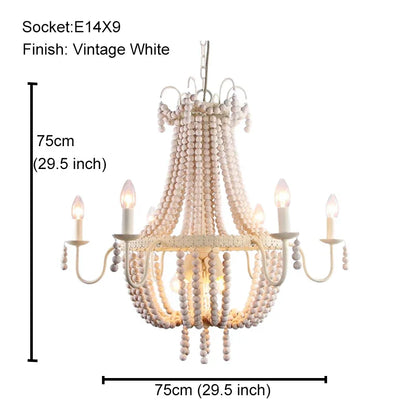 ثريا ديكوربايتس™ الخشبية السوداء المُعلّقة بالخرز - إضاءة نورديك عتيقة للمدخل، وغرفة الطعام، وغرفة النوم