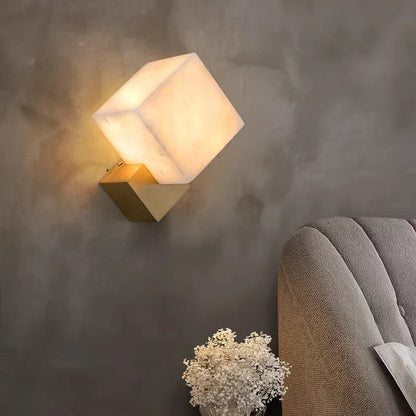 DecorBites™ Jade Wall Lamps: Modern LED Square Marble Lighting Fixtures for Home Decor
