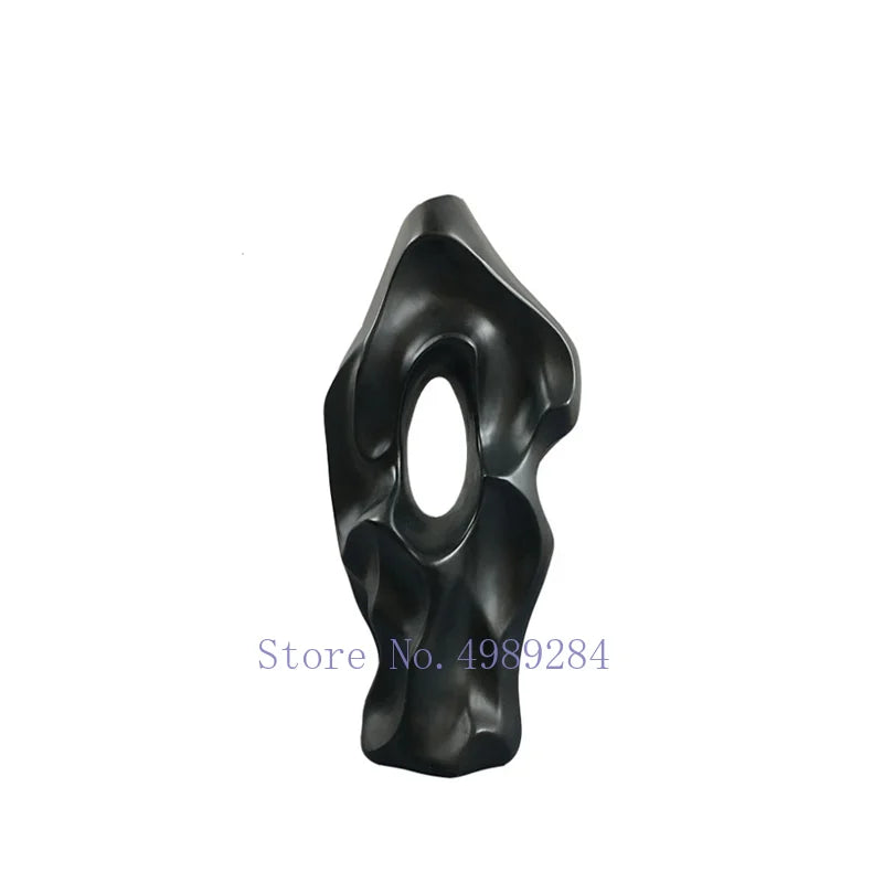 DecorBites™ Black & White Abstract Ceramic Vase - Handcrafted Hollow Out Hole Design