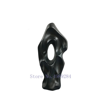 DecorBites™ Black & White Abstract Ceramic Vase - Handcrafted Hollow Out Hole Design
