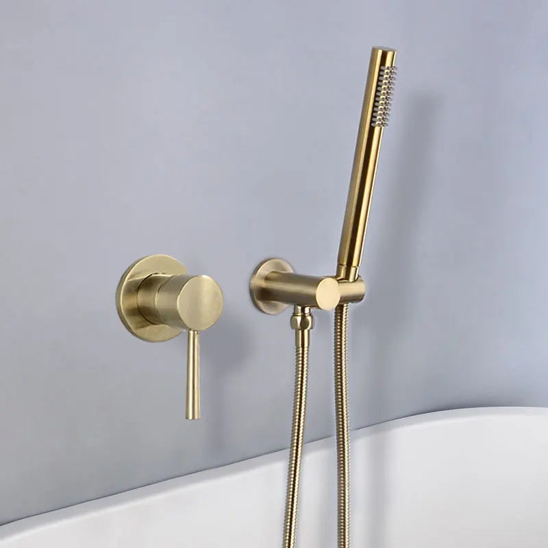 DecorBites™ Brushed Gold Brass In-Wall Shower Mixer Set for Bath and Shower