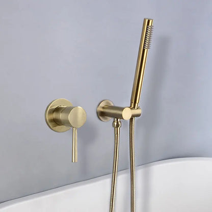 DecorBites™ Brushed Gold Brass In-Wall Shower Mixer Set for Bath and Shower