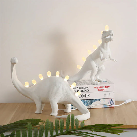 DecorBites™ Dino LED Desk Lamps - Jurassic Bedroom Bronto T-Rex Resin Dinosaur Home Decor Lighting