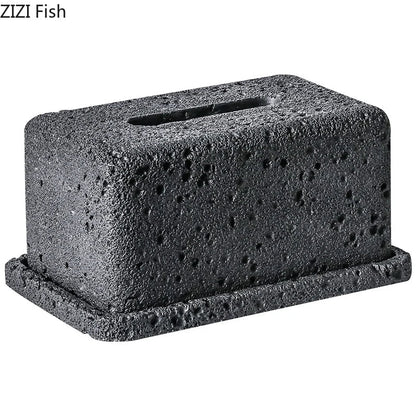 DecorBites™ Cement Tissue Box Rack | Modern Kitchen & Restaurant Decor