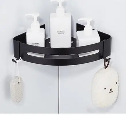 DecorBites™ Black Aluminum Bathroom Corner Shelf Wall Mounted