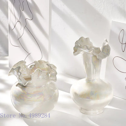 DecorBites™ Ceramic Shell Vase - White Gloss - Abstract Irregular Design for Home Decor