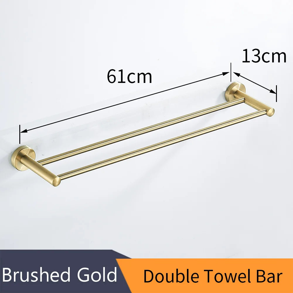 DecorBites™ Golden Swan Bath Hardware Set: Towel Rack, Toilet Paper Holder, Tissue Roll Holder