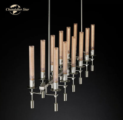 DecorBites™ Glass LED Linear Chandelier for Dining & Living Room, Kitchen Island Lighting