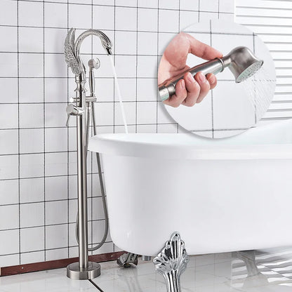 DecorBites™ Black Bathtub Faucet Hot Cold Water Mixer Taps Shower Set Floor Mounted