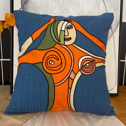 DecorBites™ Abstract Embroidery Pillowcase 45x45cm Picasso Decorative Throw Pillows Sofa & Car