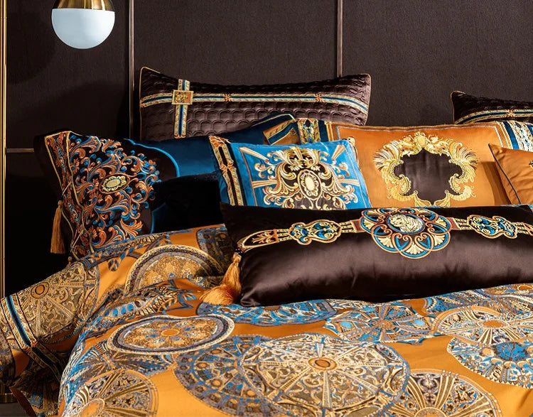 Decobites European Brocade Bedding Set with Jacquard Embroidery, Egyptian Cotton Material