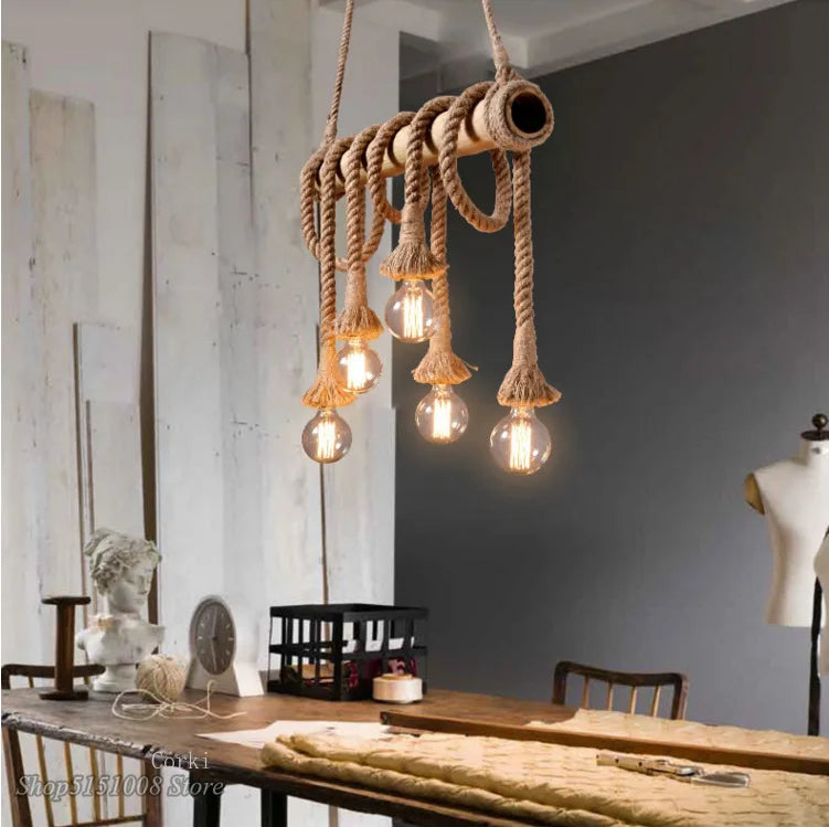 Decorbites™ Bambus-Hängeleuchten: Vintage-Loft-Beleuchtung für Küche, Café, Bar.