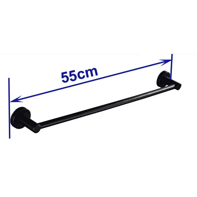 DecorBites™ Matte Black Wall Mounted Towel Bar - Modern Bathroom Accessories Holder