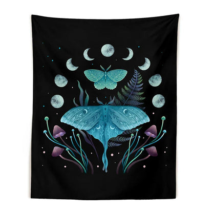 Nordic Boho Psychedelic Butterfly Tapestry for Witchcraft Tarot Wall Art by Decobites